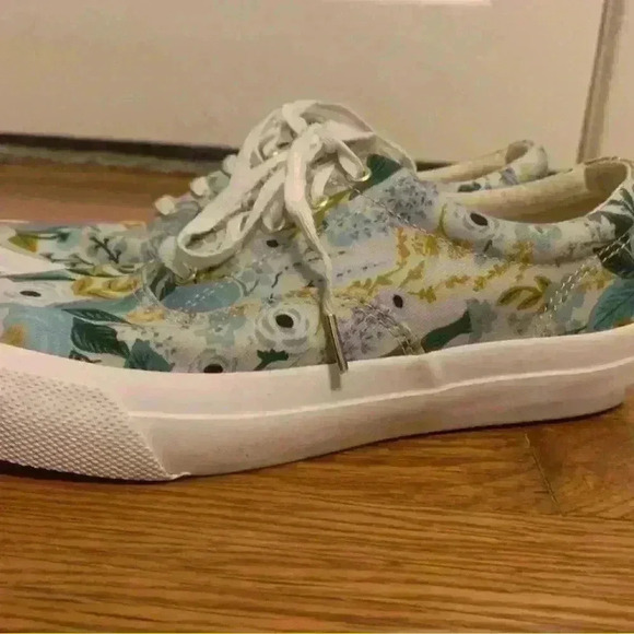 Keds X Rifle Paper Light Blue Garden Party Anchor Sneaker, Womens Size 5.5 - Picture 8 of 14
